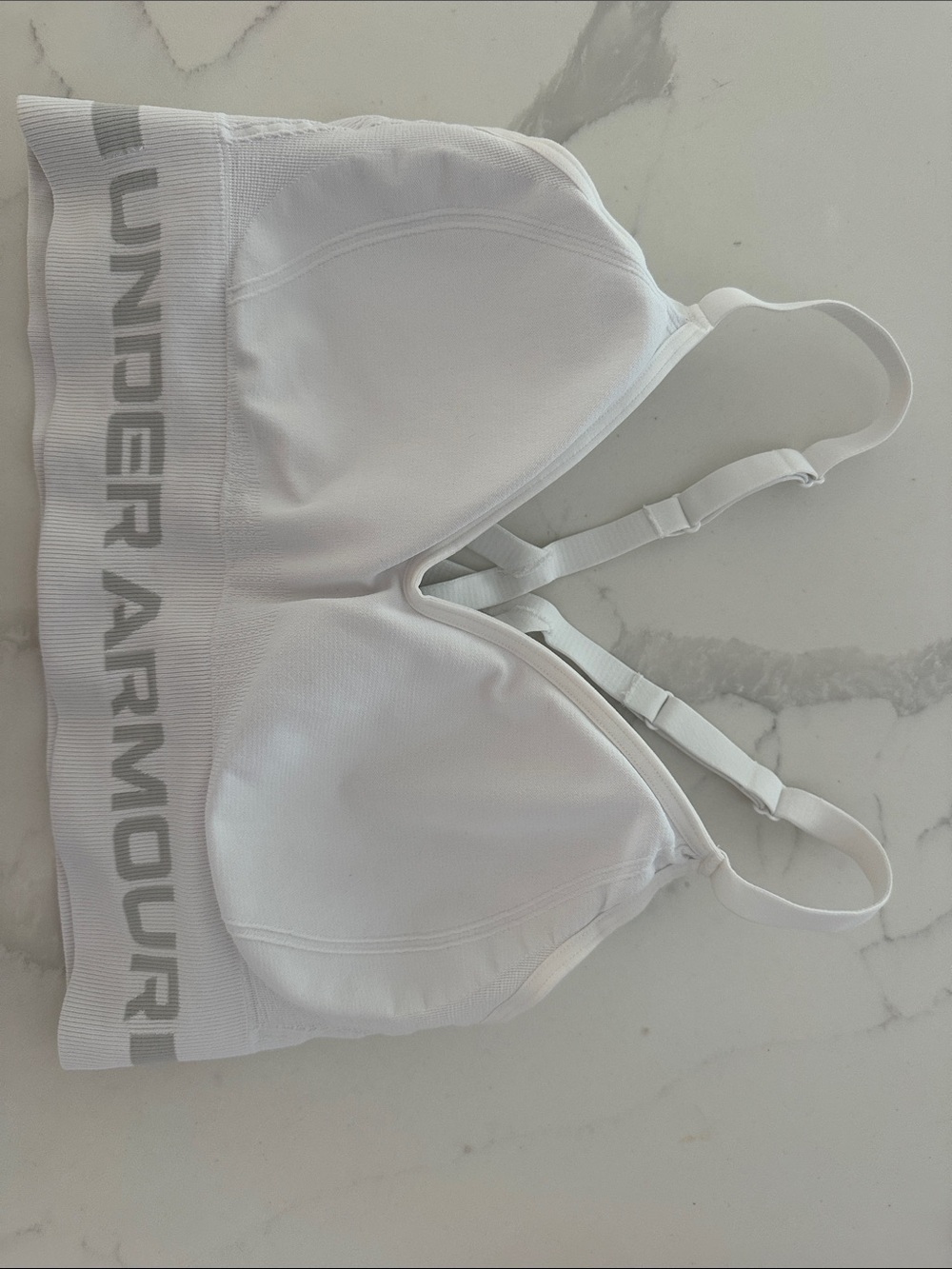 Under Armour White Logo Elastic Sports Bra